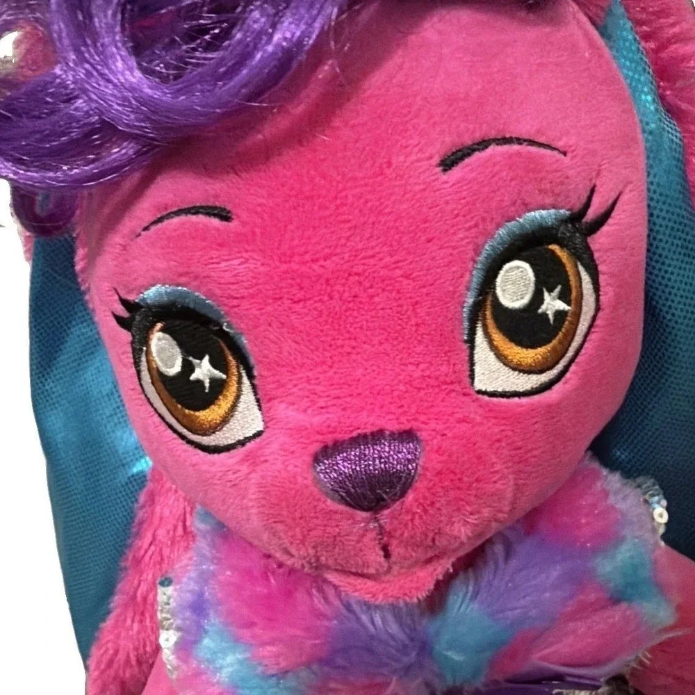 Build-A-Bear Honey Girls Risa Pink Bunny Plush 2018 Silver Sequin Star Dress 20
